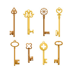 Vector set of retro keys in flat style.