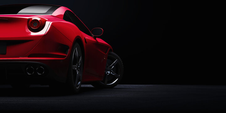 Red sportcar illustration. 3D render.