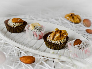 sweetness with nuts on the background