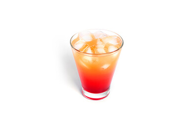Tequila sunrise cocktail isolated on a white background.