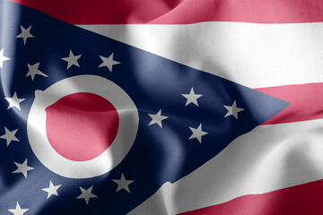 3D illustration flag of Ohio is a region of United States. Wavin