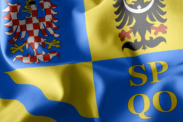 3D illustration flag of Olomouc is a region of Czech Republic.