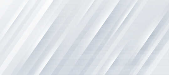 Obraz premium White and bright gray gradient background with dynamic diagonal stripe lines and halftone texture. Modern and simple template banner design. Luxury and elegant concept. Vector illustration