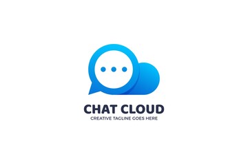 Cloud Chat Bubble Message Logo Template