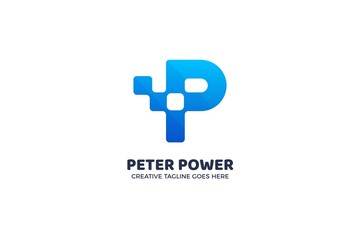 Fototapeta premium Blue Letter P Modern Logo Template