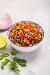 Salsa pico de gallo, traditional mexican cuisine