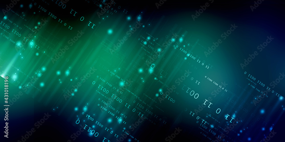 Poster 2d illustration abstract digital binary data on computer screen