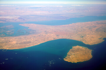 Aerial view of Qeshm, an Iranian island in the Strait of Hormuz.