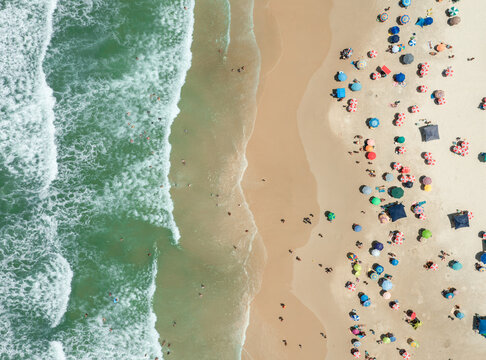 aerial image with drone of cost&atilde;o do santinho beach in florian&oacute;polis Santa Catarina Brazil