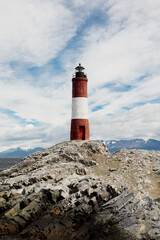 Fototapeta na wymiar Les Eclaireurs Lighthouse. the Lighthouse at the End of the World. Located in the Beagle Channel, Ushuaia, Argentina