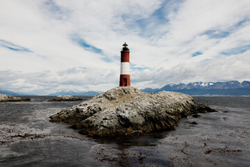 The Lighthouse at the End of the World. Located in the Beagle Channel. Patagonia, Argentina