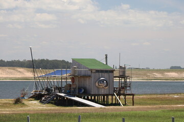 Stilt around the lagoon channel