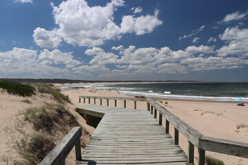 Wooden pedestrian walkway to the beach