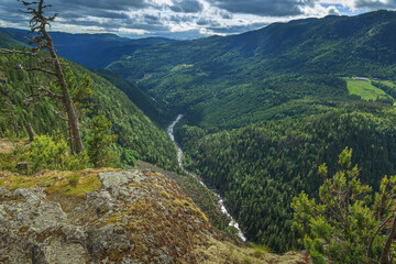 Fototapeta na wymiar Ravnejuv cliff panoramic shot in Norway
