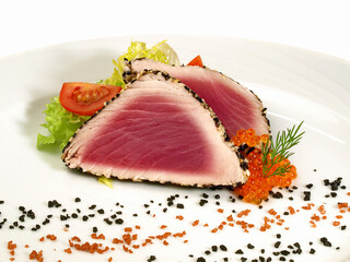 Tuna Appetizer - Fish Fillet Isolated on white Background 