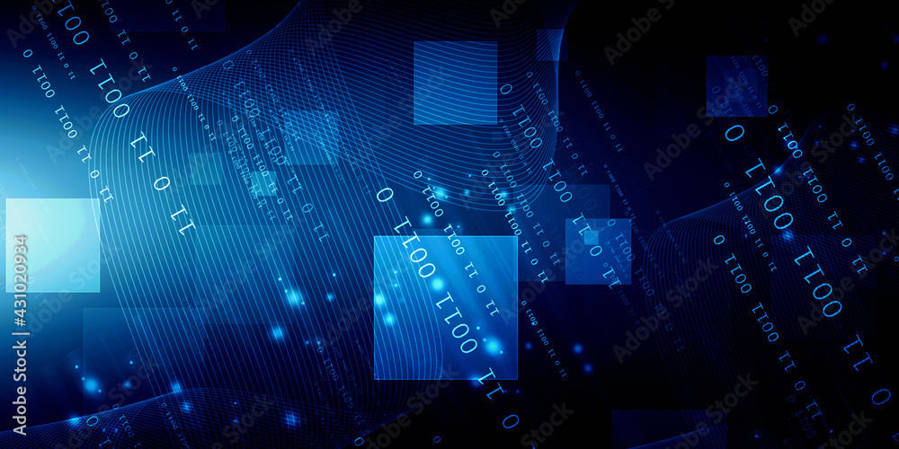 Poster 2d illustration abstract digital binary data on computer screen