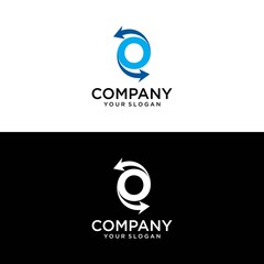 Letter O .Arrow vector illustration icon Logo Template design. initial O and arrow logo - vector