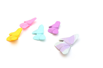 origami butterflies on white