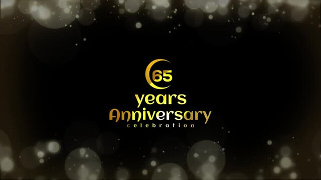 Celebration of  65 Years Anniversary Day Party , invitation Moments Gold Color Creative Logo Videos