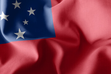 3D rendering illustration flag of Samoa. Waving on the wind flag