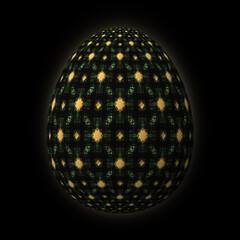 Happy Easter, Artfully designed and colorful 3D easter egg, 3D illustration on black background