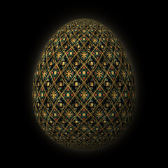 Happy Easter, Artfully designed and colorful 3D easter egg, 3D illustration on black background