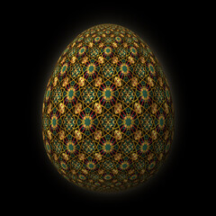 Happy Easter, Artfully designed and colorful 3D easter egg, 3D illustration on black background