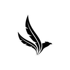 eagle flying with wings in the form of leaves logo, natural symbol illustration