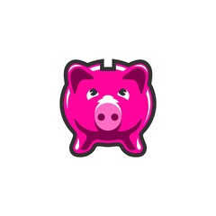 Piggy bank vector illustration for logo, web,landing page,  mascot, stickers and background. pink color