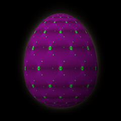 Happy Easter, Artfully designed and colorful 3D easter egg, 3D illustration on black background