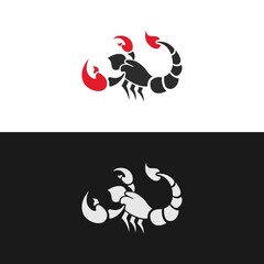 Modern logo template with the image of the red scorpion. Logo. Mascot.