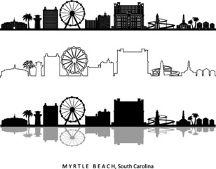 MYRTLE BEACH South Carolina Usa City Skyline Vector