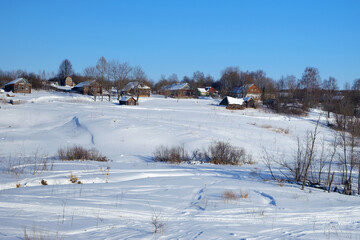 Russian village on a winter day