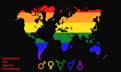 International Day Against Homophobia vector illustration isolated on black background.