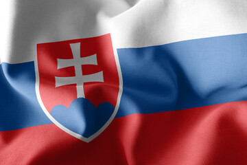 Fototapeta premium 3D rendering illustration flag of Slovakia. Waving on the wind f