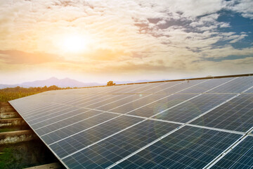 Photovoltaic panels installed on cement beams that farmers had built to store solar energy and used solar energy in their households and farms near their homes.