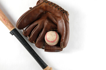 Baseball equipment isolated on white background