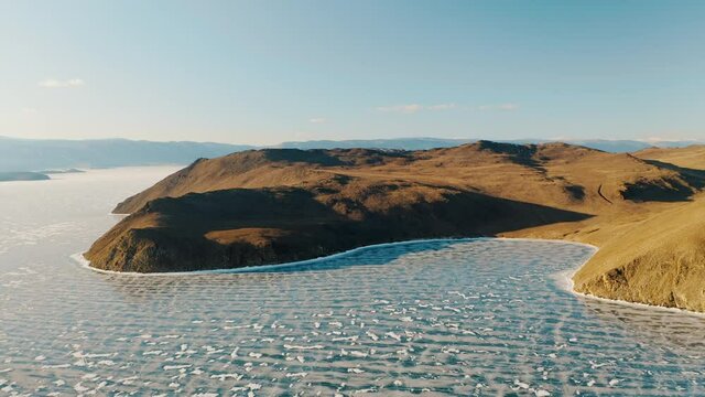 Baikal lake Winter Baikal Olkhon island Mountains Cliffs Sunset Sunrise Ice Snow Winter Baikal Irkutsk Siberia Russia