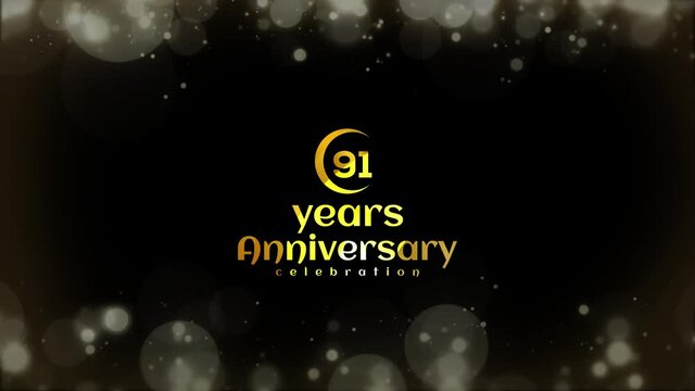 Celebration of  91 Years Anniversary Day Party , invitation Moments Gold Color Creative Logo Videos