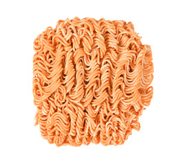  Instant noodles isolated on white background. Top view