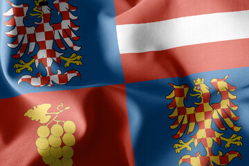 3D illustration flag of South Moravia is a region of Czech Repub