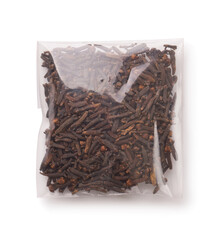 Top view of dried cloves in plastic bag