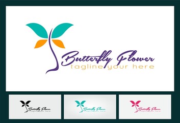 butterfly flower vector beauty logo