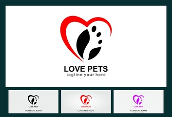 heart and pets vector logo