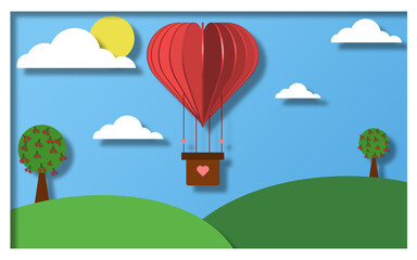 Fototapeta premium Herzen Ballon karte, Valentinstag Postkarte
