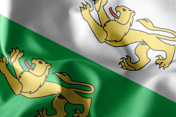 3D illustration flag of Thurgau is a region of Switzerland.