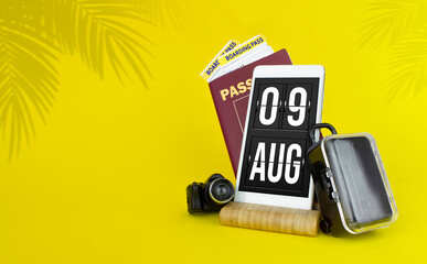 August 9th. Day 9 of month, Calendar date. Mechanical calendar display on your smartphone. The...