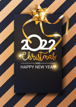 Happy New Year 2022 text design. Cover of business diary for 2022 with wishes. Brochure design template, card, banner. Isolated on white background. Year of the Tiger 2022. Vector illustration.