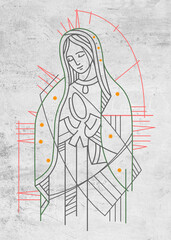 Digital illustration of Our Lady of Guadalupe - obrazy, fototapety, plakaty