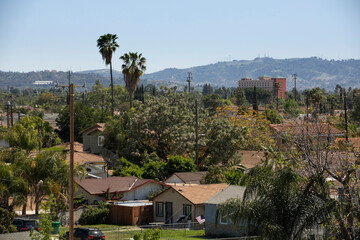 Daytime sunny view of downtown Baldwin Park, California, USA.